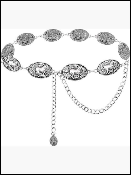 Western Chain Belt Metal Concho Belt for Dresses Jeans Country Concert main image 7